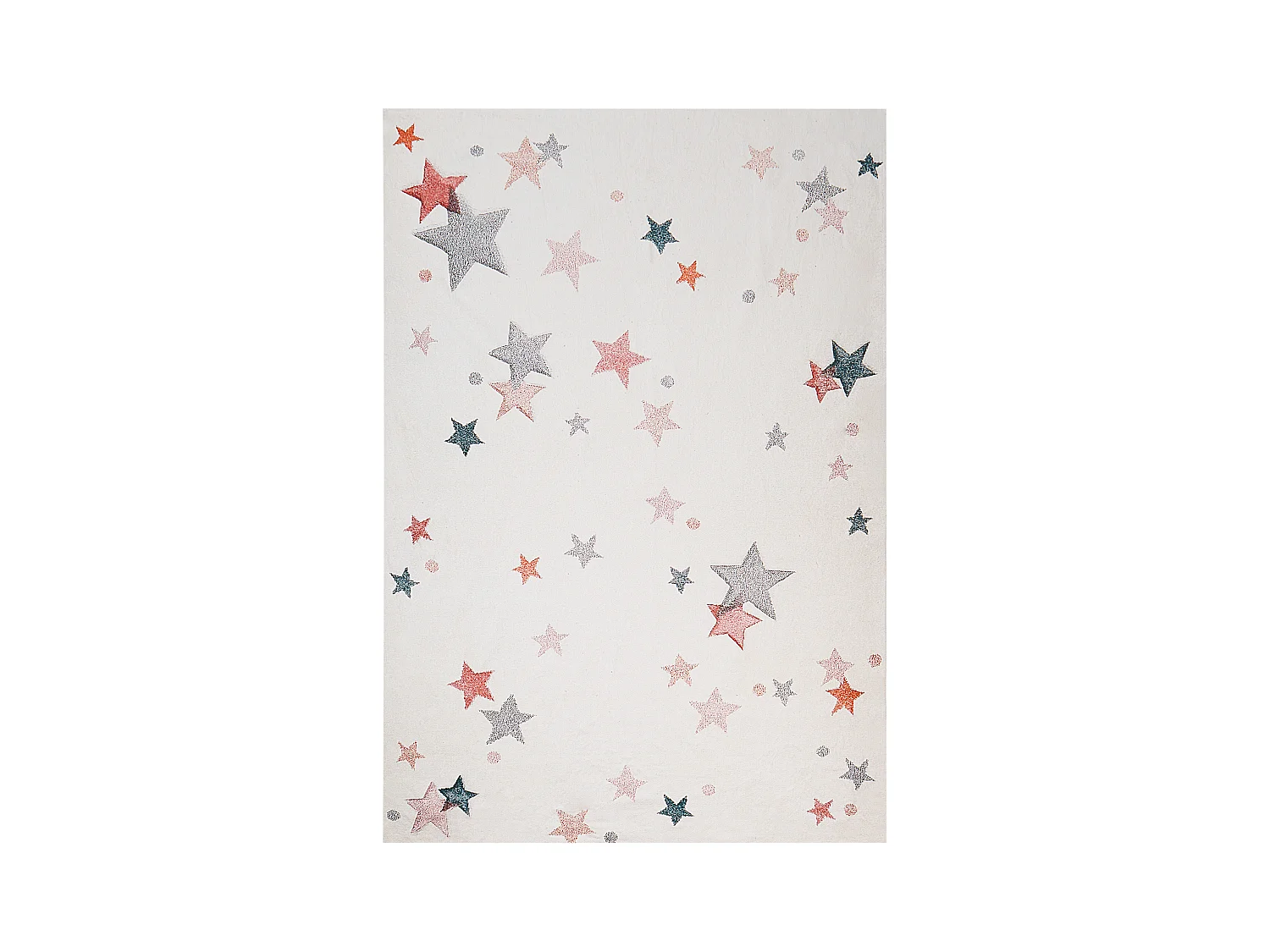 Kinderteppich Baumwolle weiss 140 x 200 cm Sternmuster Kurzflor ALPOUD