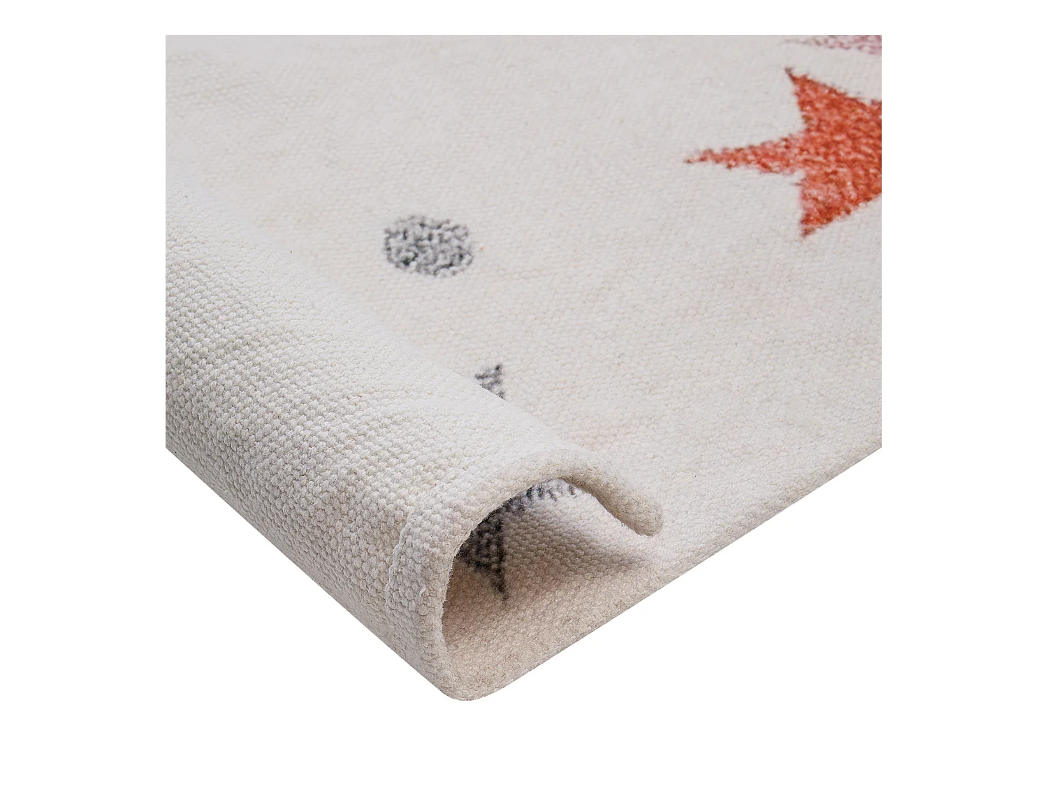 Kinderteppich Baumwolle weiss 140 x 200 cm Sternmuster Kurzflor ALPOUD