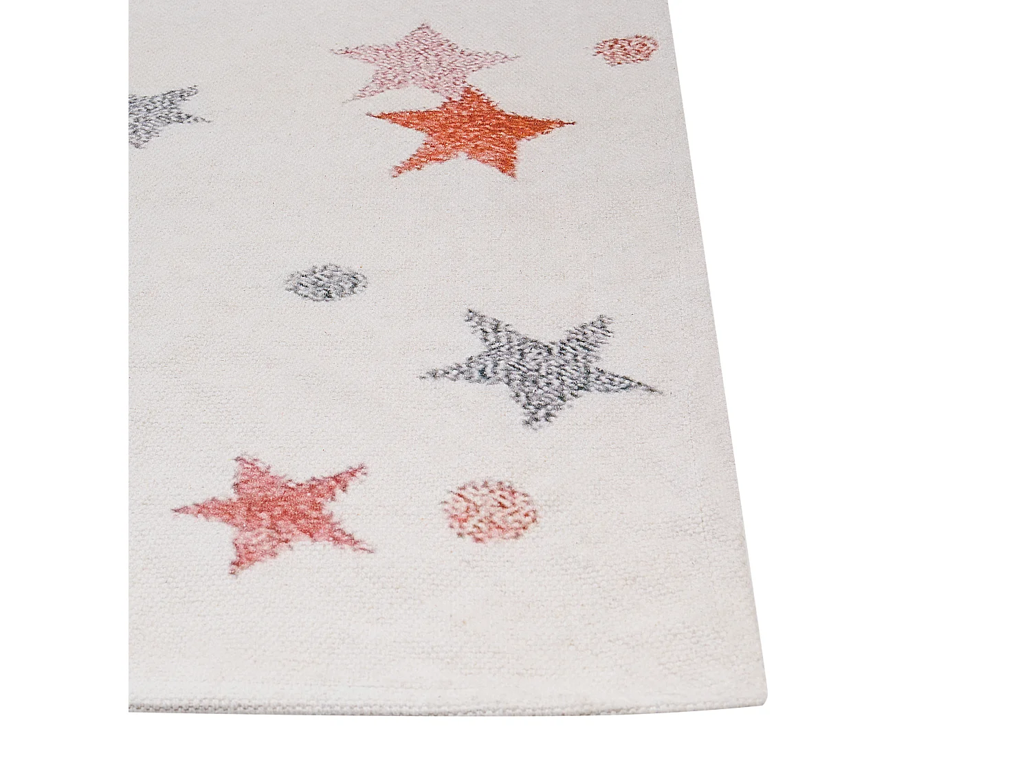 Kinderteppich Baumwolle weiss 140 x 200 cm Sternmuster Kurzflor ALPOUD