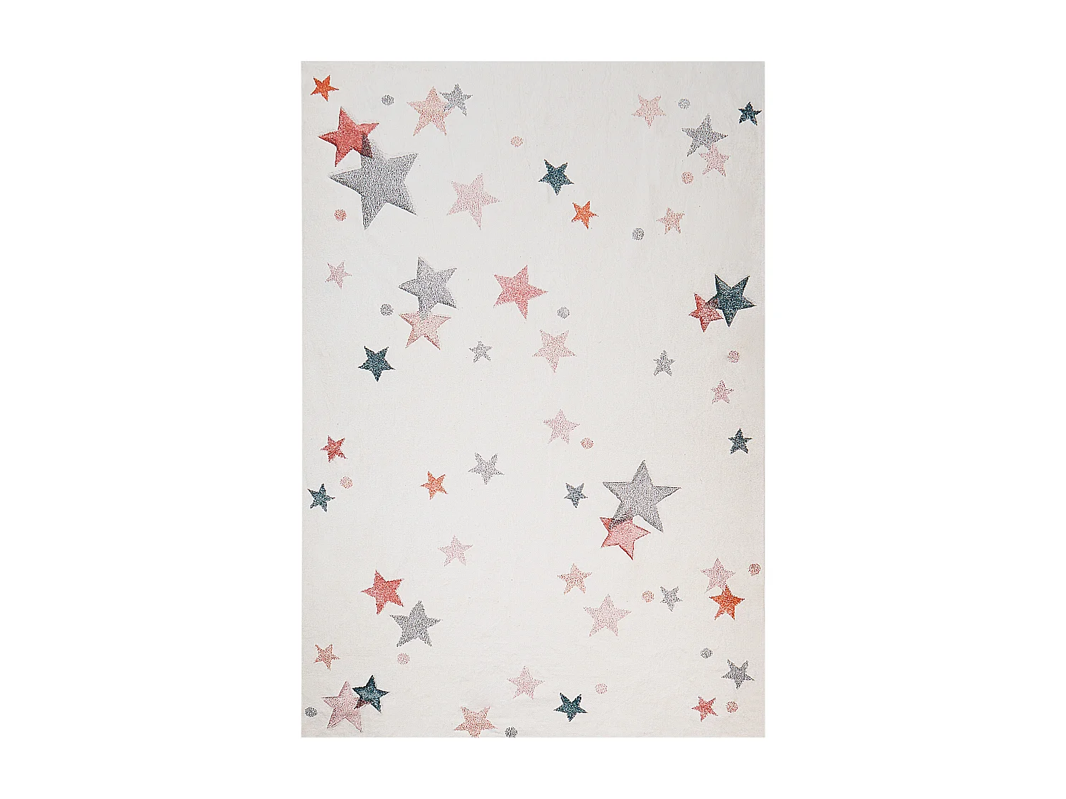 Tapis enfant avec motif étoiles en coton blanc 140 x 200 cm ALPOUD