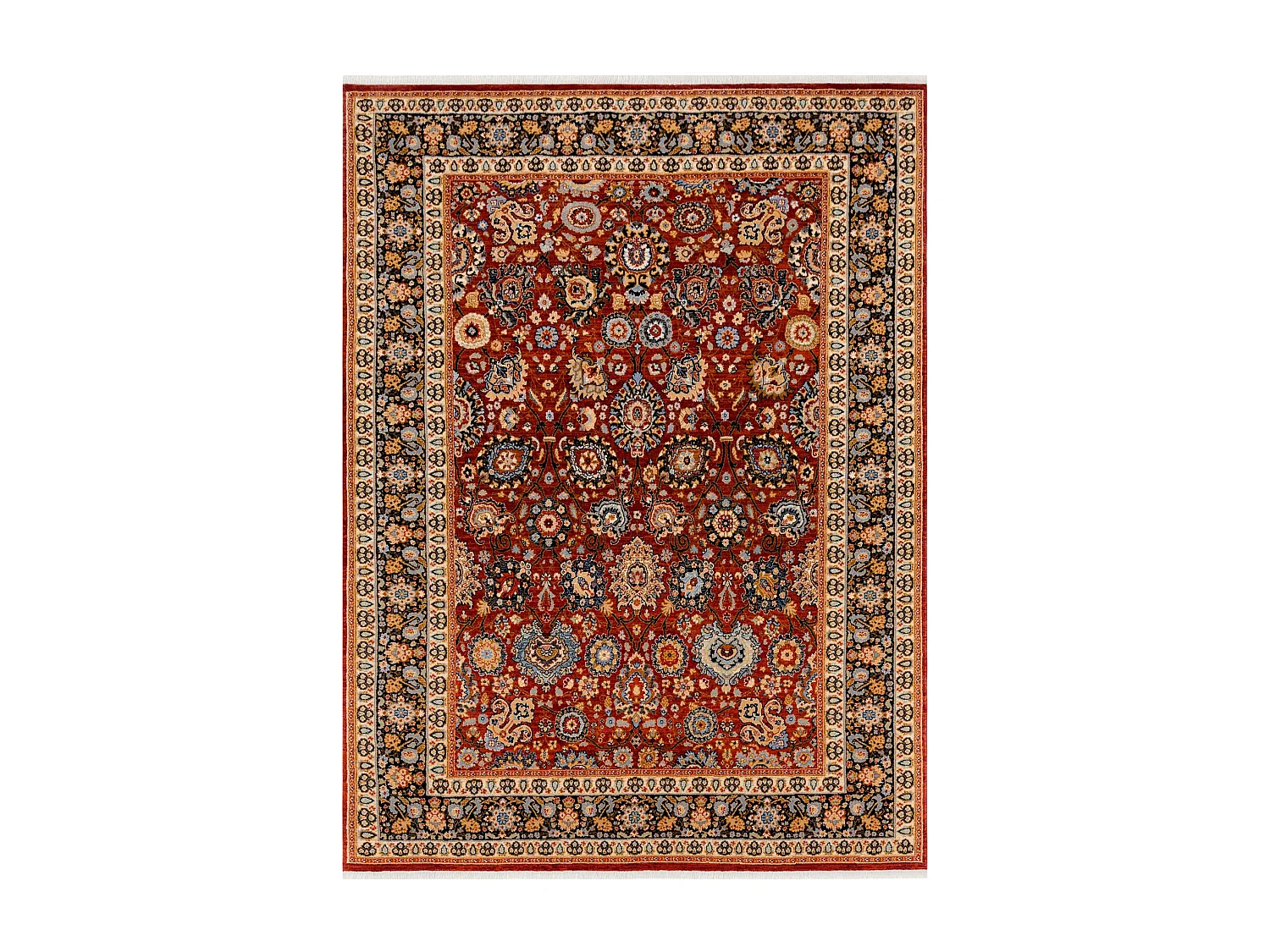 Tapis KESHAN franges, Ornement, cadre oriental 7573/53577 bordeaux / b 300x380 cm