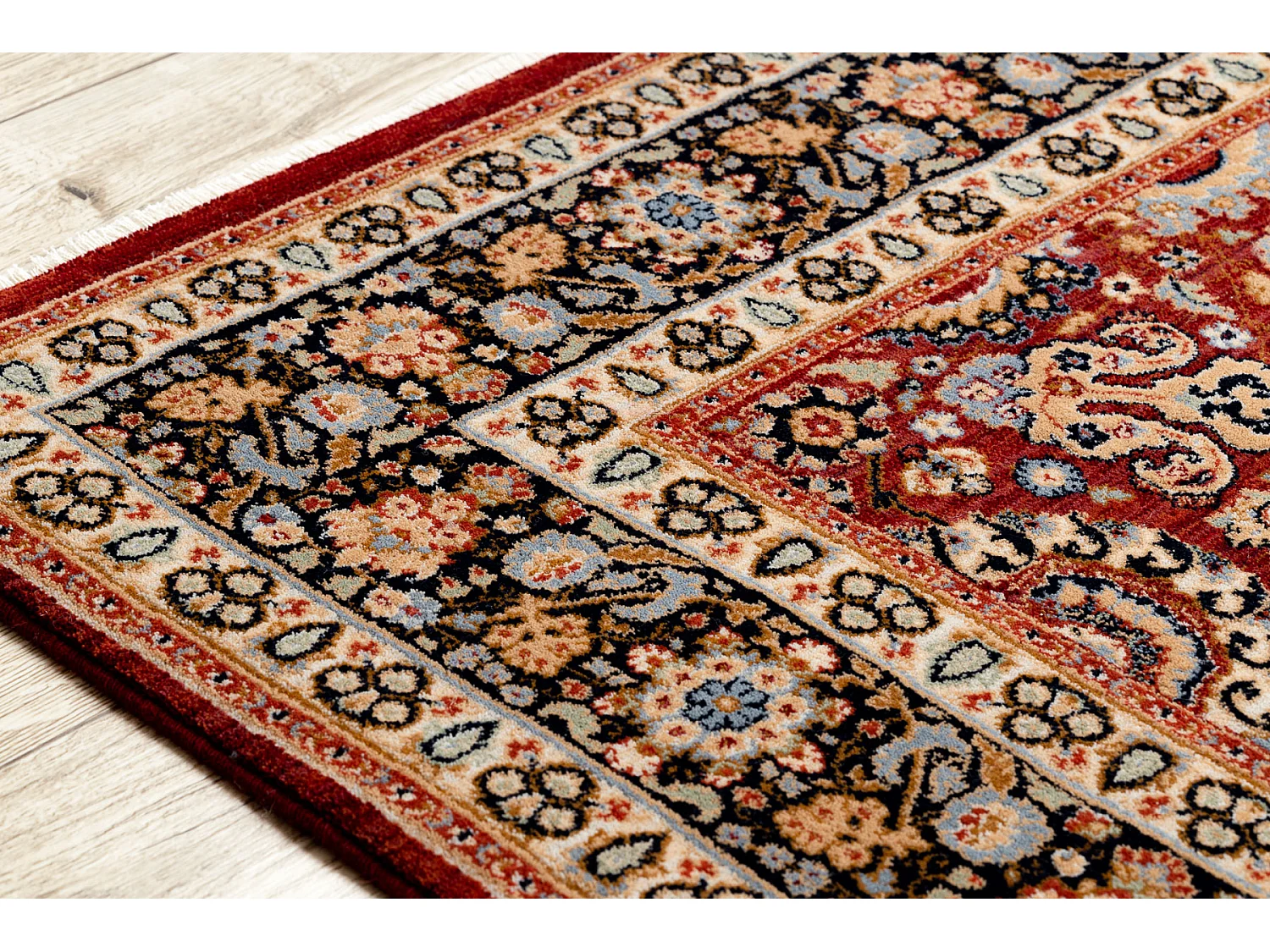 Tapis KESHAN franges, Ornement, cadre oriental 7573/53577 bordeaux / b 300x380 cm