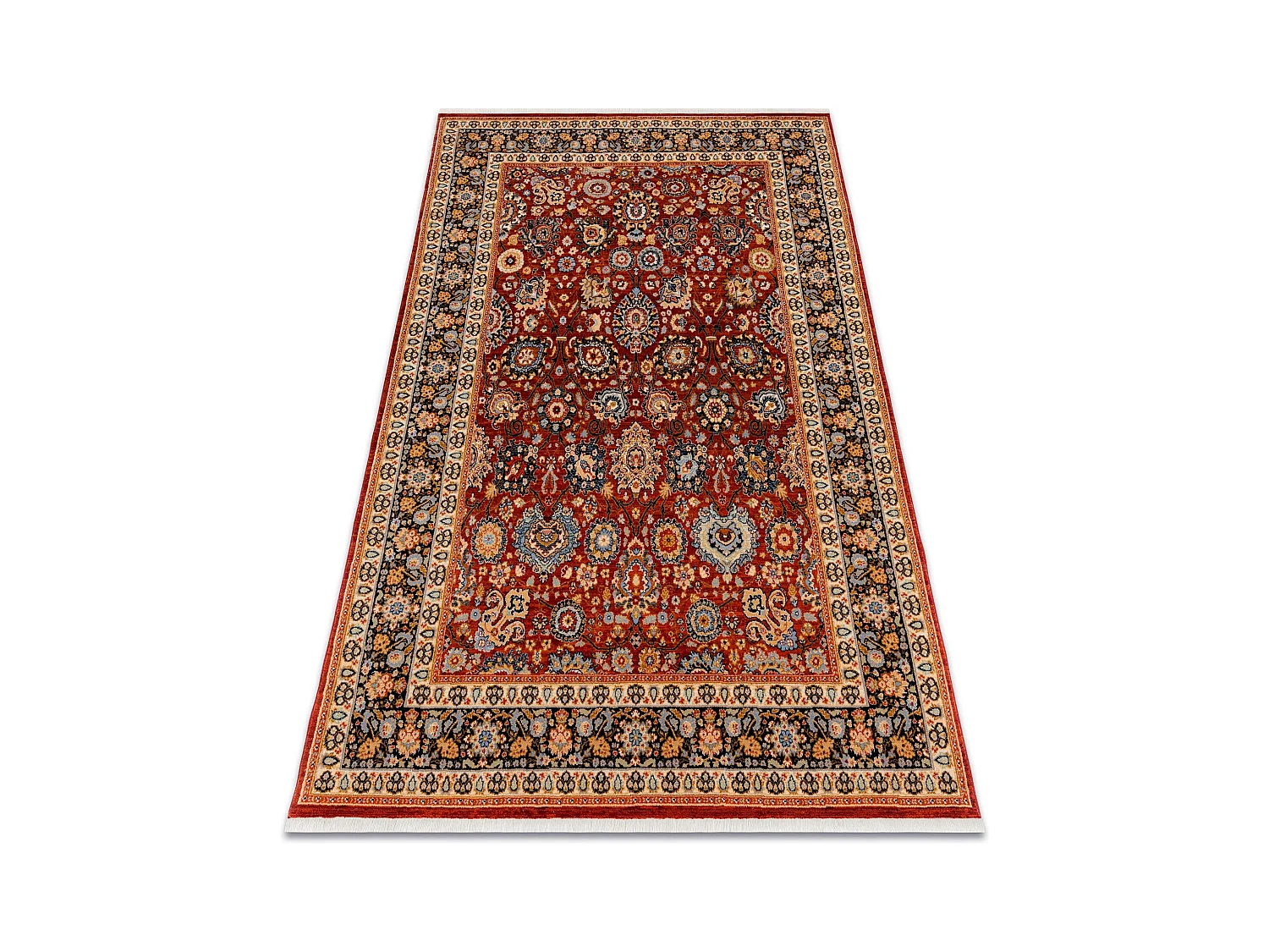 Tapis KESHAN franges, Ornement, cadre oriental 7573/53577 bordeaux / b 250x340 cm