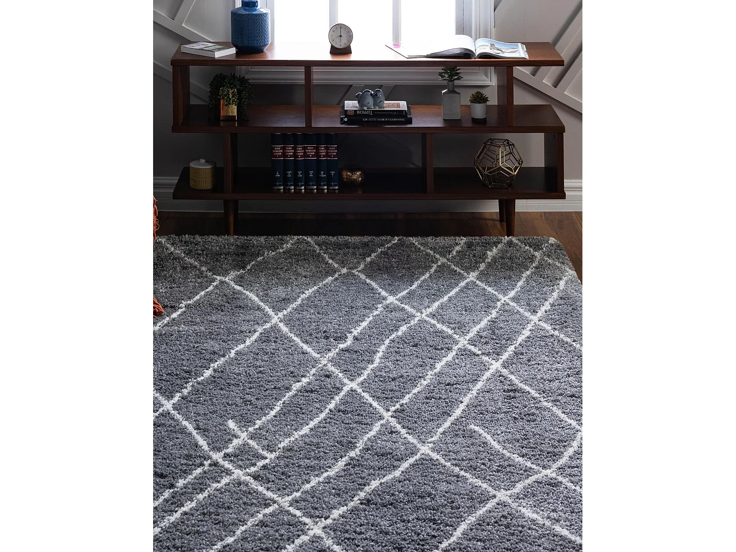 Tapis shaggy 300x395 Gris foncé Lachen Fence