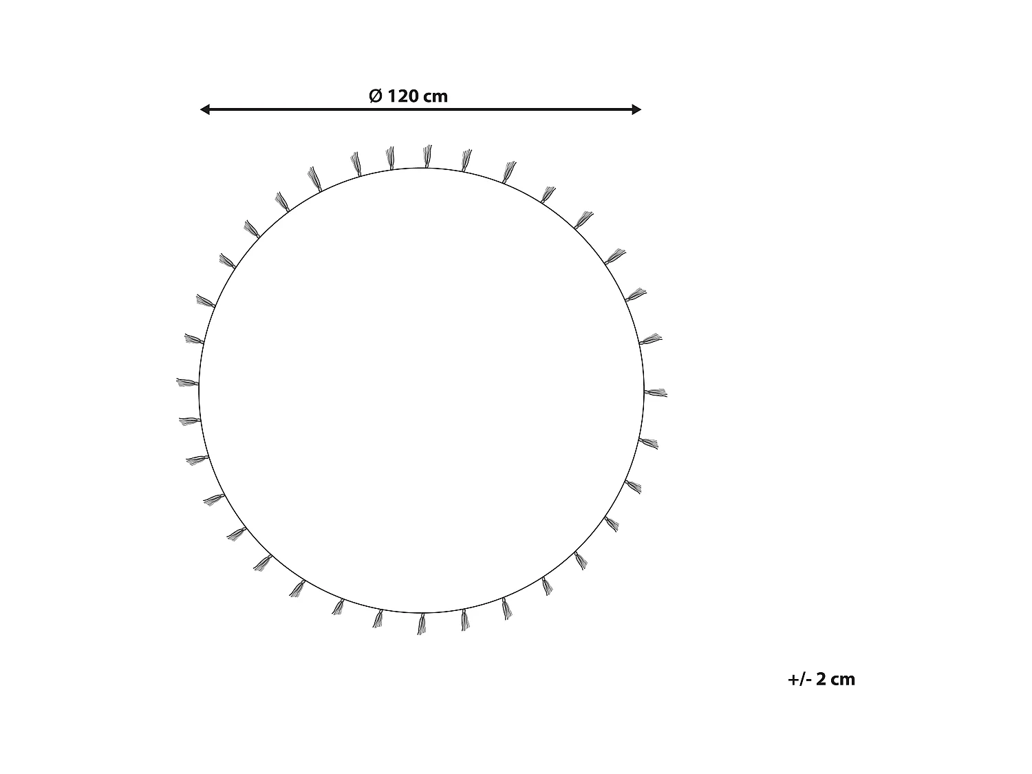 Teppich Jute beige rund 120 cm Kreise bunt Quasten Kurzflor handgewebt Zanavi