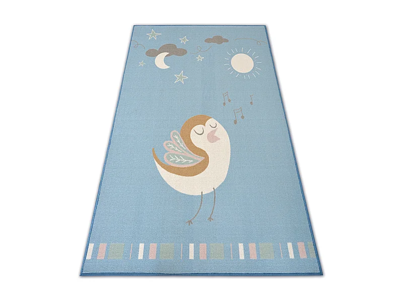 TAPIJT voor kinderen LOKO VOGEL blauw anti slip  160x220 cm