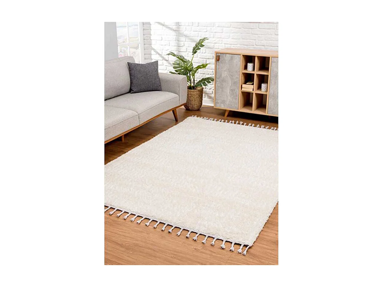 Tapis shaggy uni - SHAGGY PULPEUSE 100 Crème 120*170