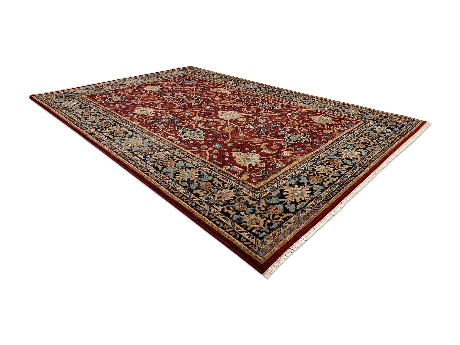 Tapis KESHAN franges, oriental classique 7522/53588 beige / bordeaux / 300x380 cm