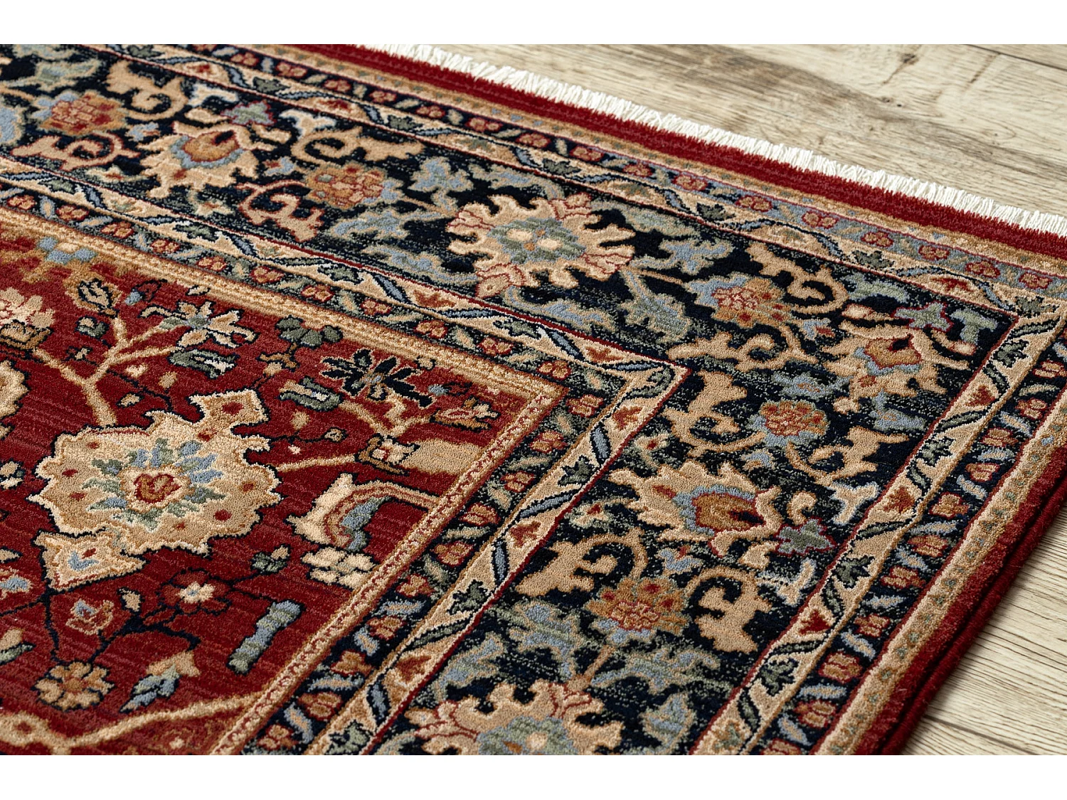 Tapis KESHAN franges, oriental classique 7522/53588 beige / bordeaux / 300x380 cm