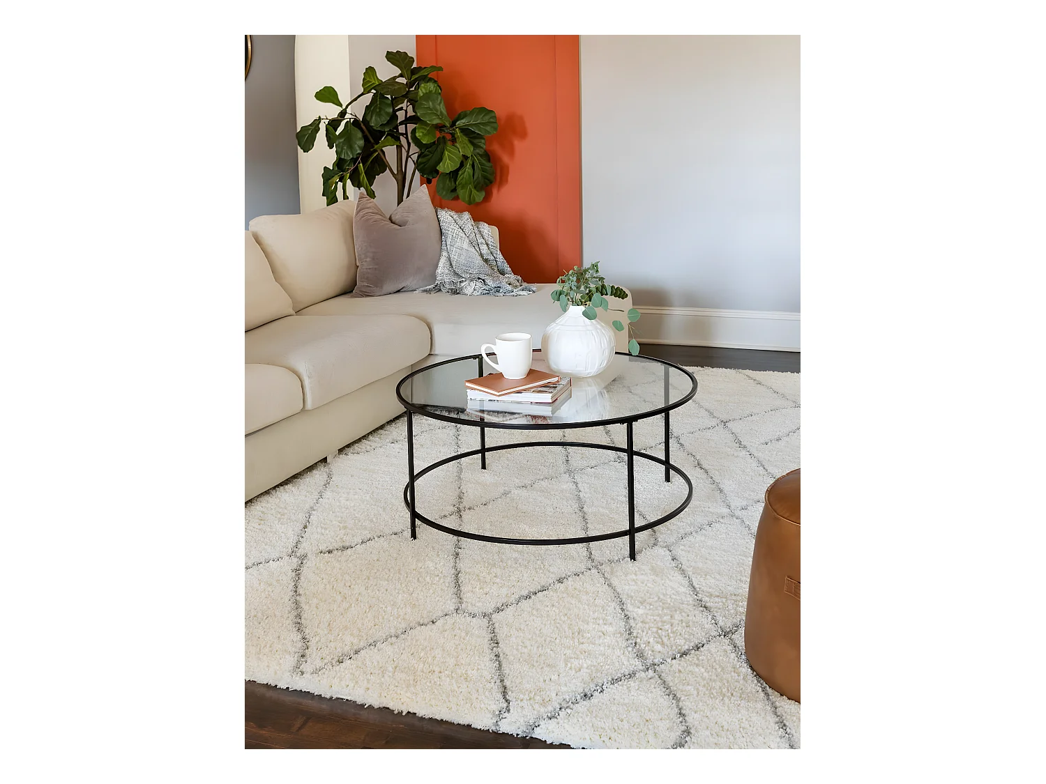 Hoogpolig tapijt 160 x 100 Beige Lachen Fence