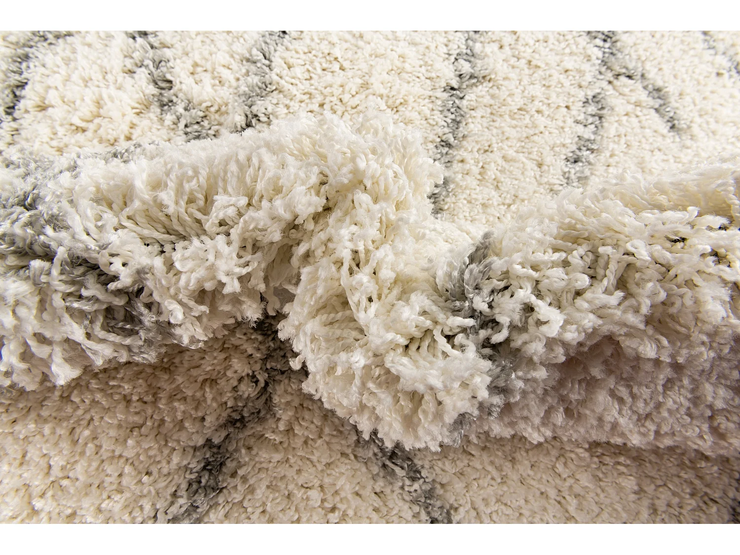 Hoogpolig tapijt 160 x 100 Beige Lachen Fence