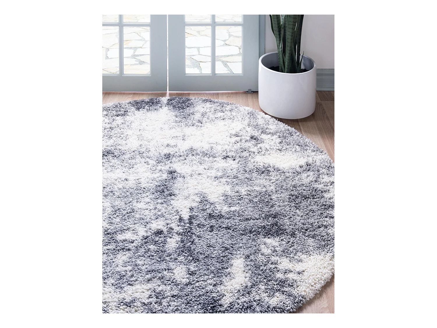 Hoogpolig tapijt 155 x 155 Donkergrijs Lachen Haze