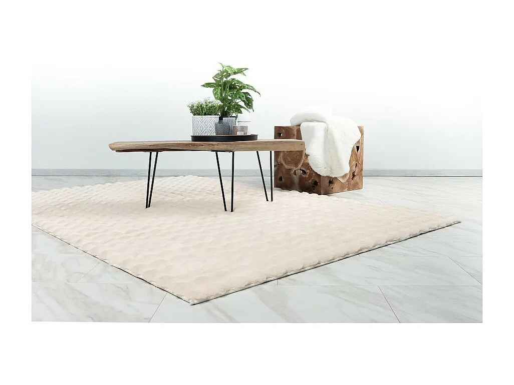 Tapis 150x80cm, design H008Y coloris ivoire - Confort et élégance pour votre intérieur