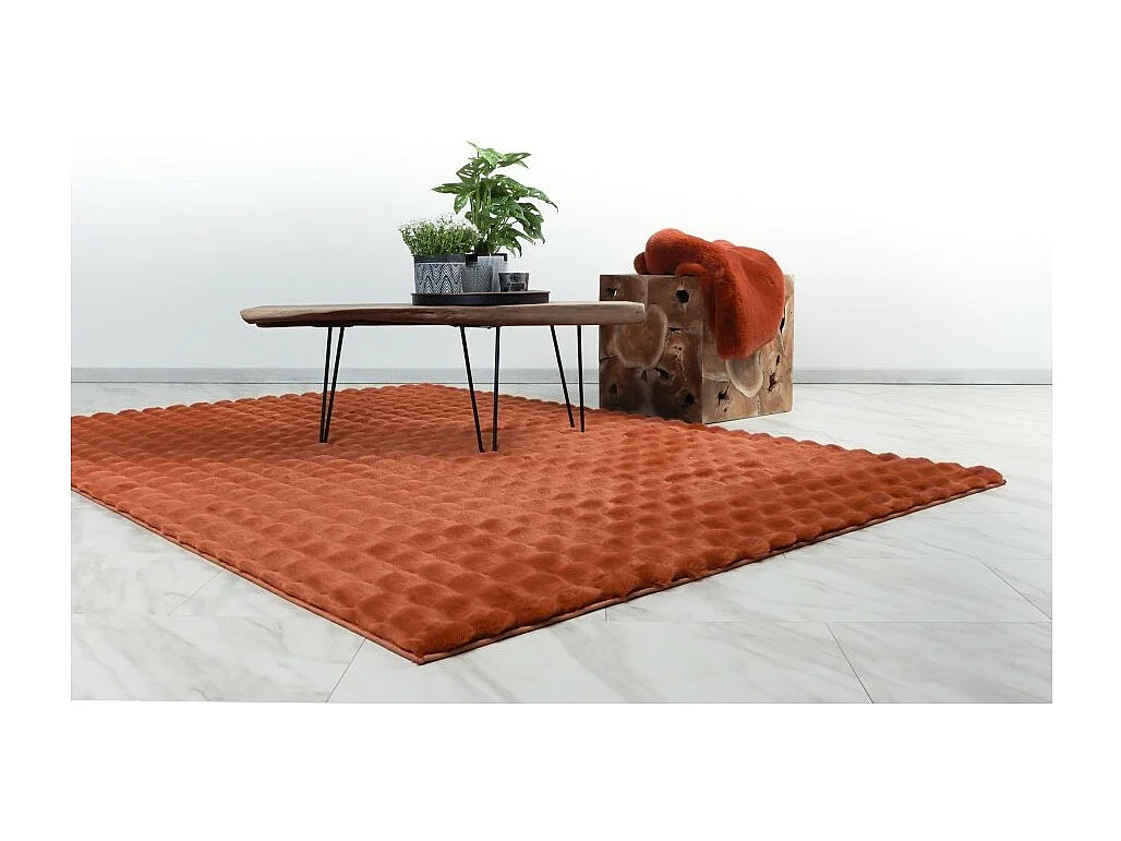 Tapete 290x200cm, design H008Y na cor terracota vermelha - Conforto e elegância para o seu interior.