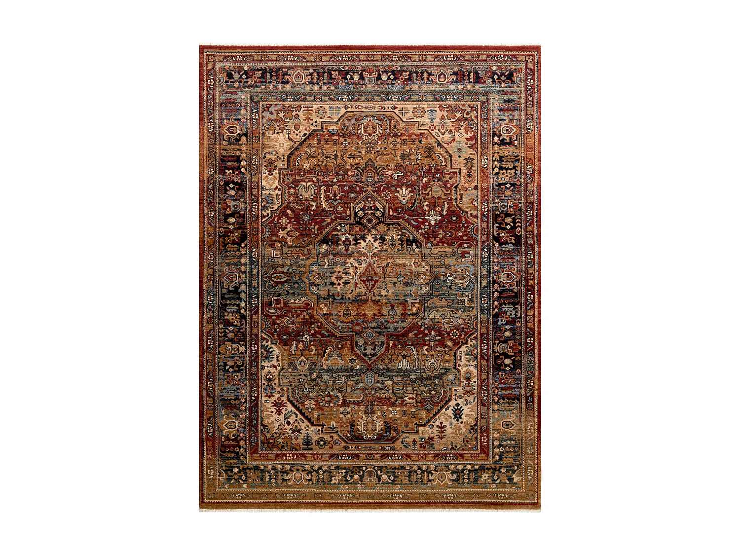 Dywan KESHAN Frędzle, Ornament orientalny 7518/53528 beż / granat 250x340 cm