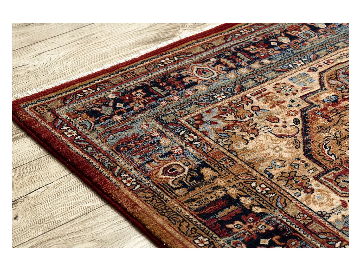 Teppich Wolle KESHAN Franse, Ornament orientalisch 7518/53528 beige /  250x340 cm