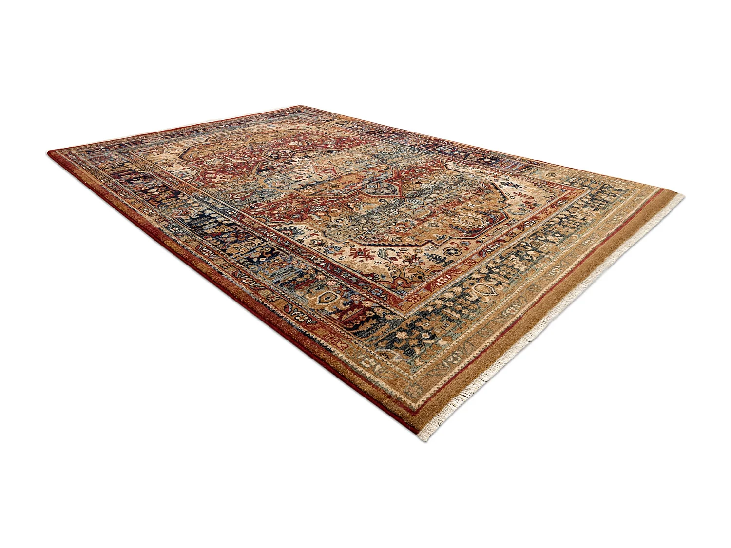 Tapis KESHAN franges, Ornement oriental 7518/53528 beige / bleu foncé 250x340 cm