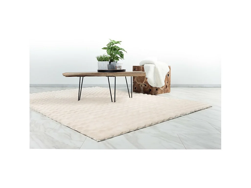 Teppich 170x120cm, Design H008Y in Elfenbeinfarbe - Komfort und Eleganz für Ihr Interieur