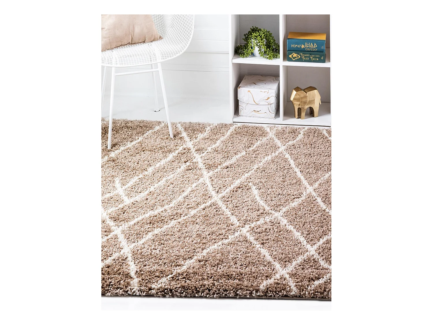 Tapis shaggy 125x125 Marron Lachen Fence