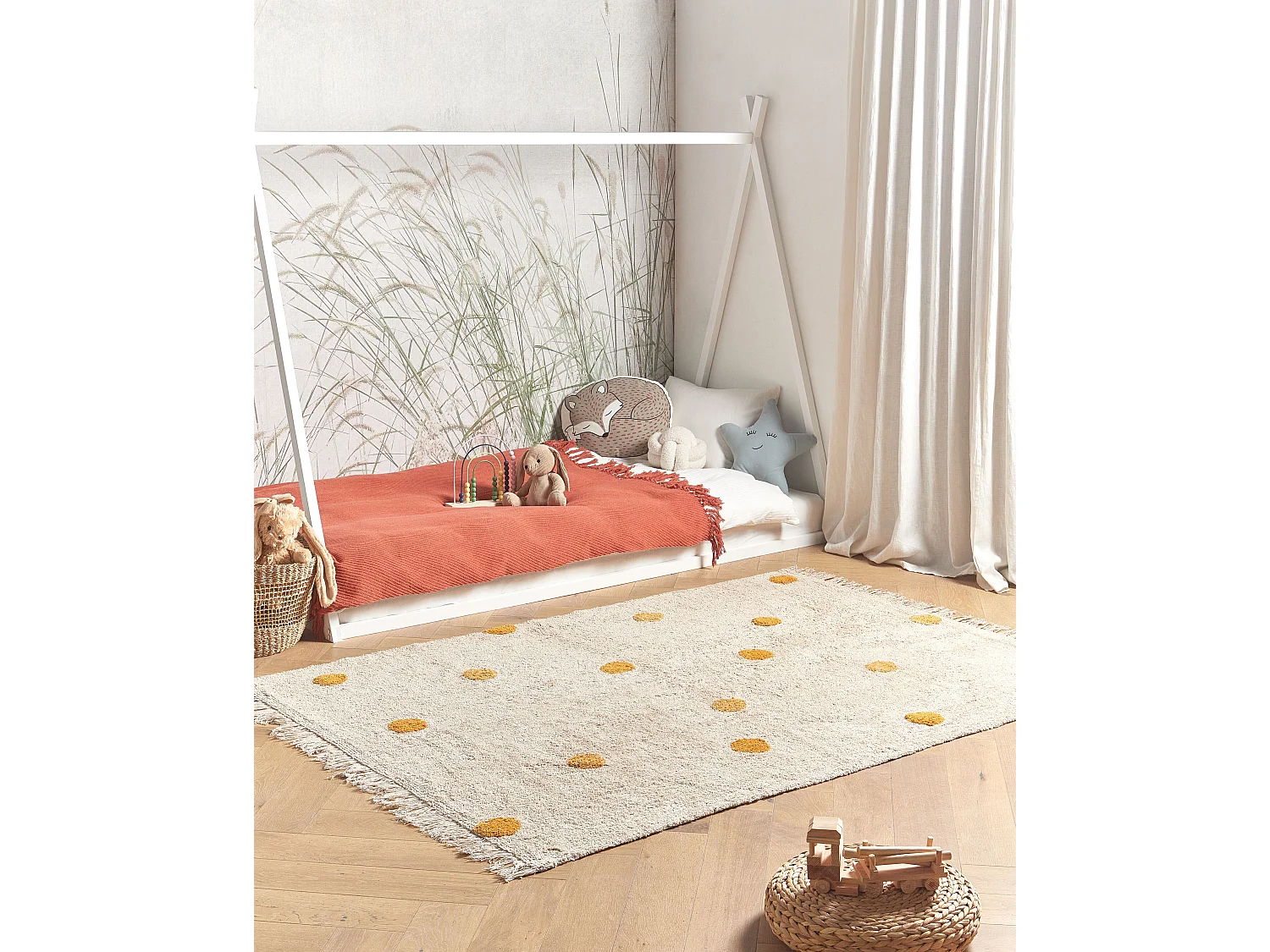 Tappeto per bambini cotone beige e giallo 140 x 200 cm DARDERE
