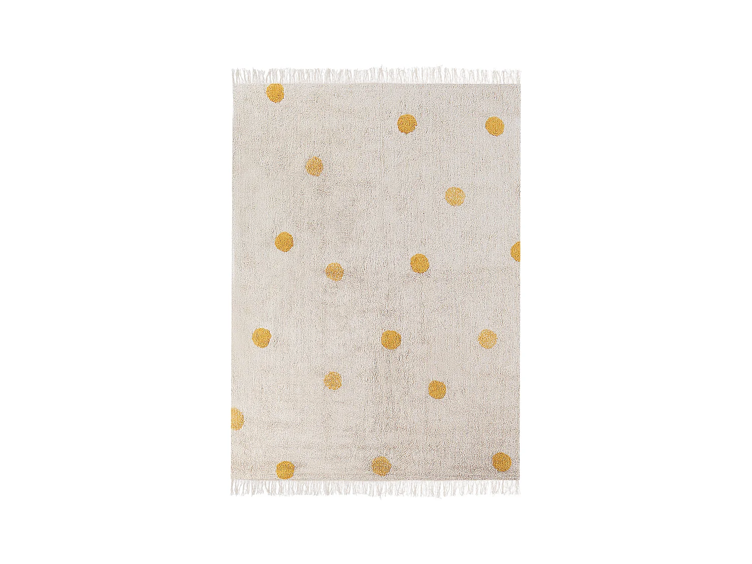 Kinderteppich Baumwolle beige / gelb 140 x 200 cm gepunktetes Muster Kurzflor DARDERE