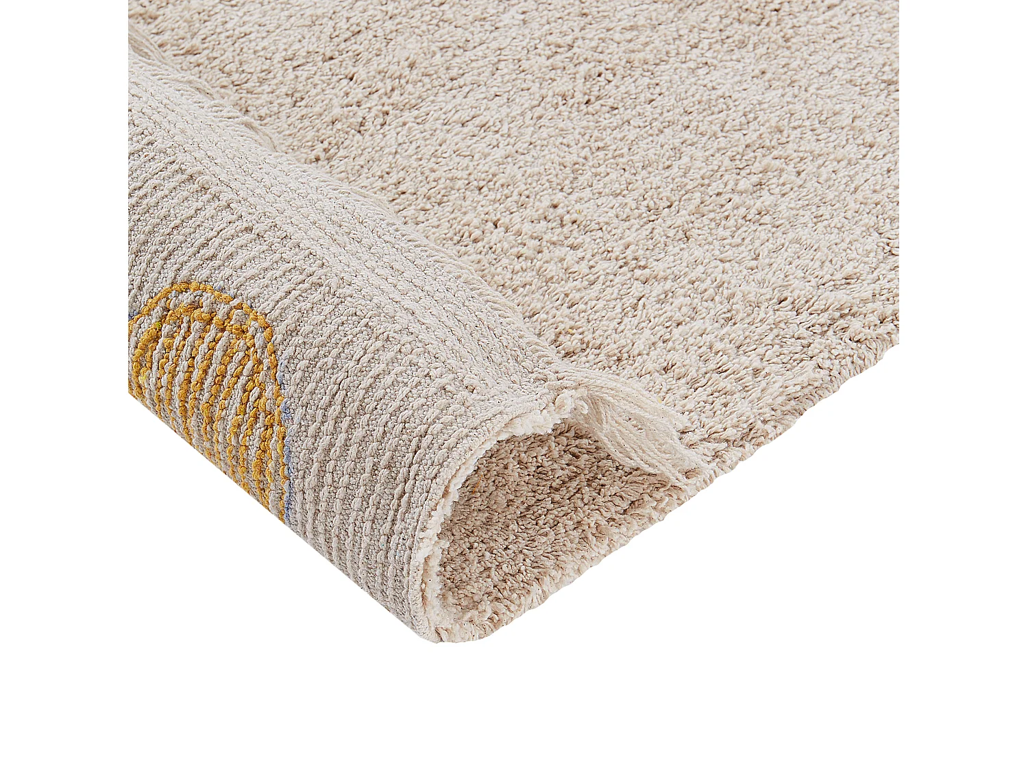 Kinderteppich Baumwolle beige / gelb 140 x 200 cm gepunktetes Muster Kurzflor DARDERE