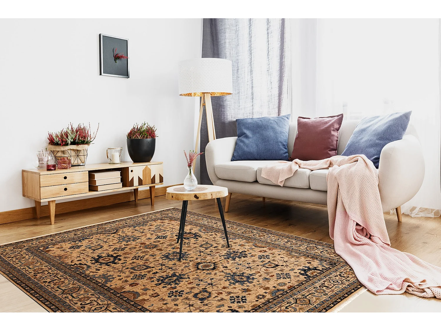 Tapijt KESHAN oosters klassiek 7521/53555 beige / blauw 250x340 cm