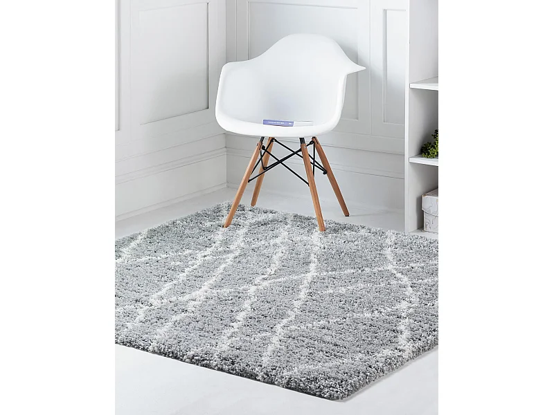 Hochflorteppich 125x125 Grau Lachen Fence