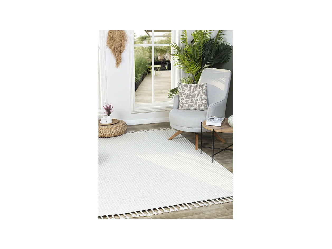 Tapis tissé effet laine - EFES 60 Crème 80*300