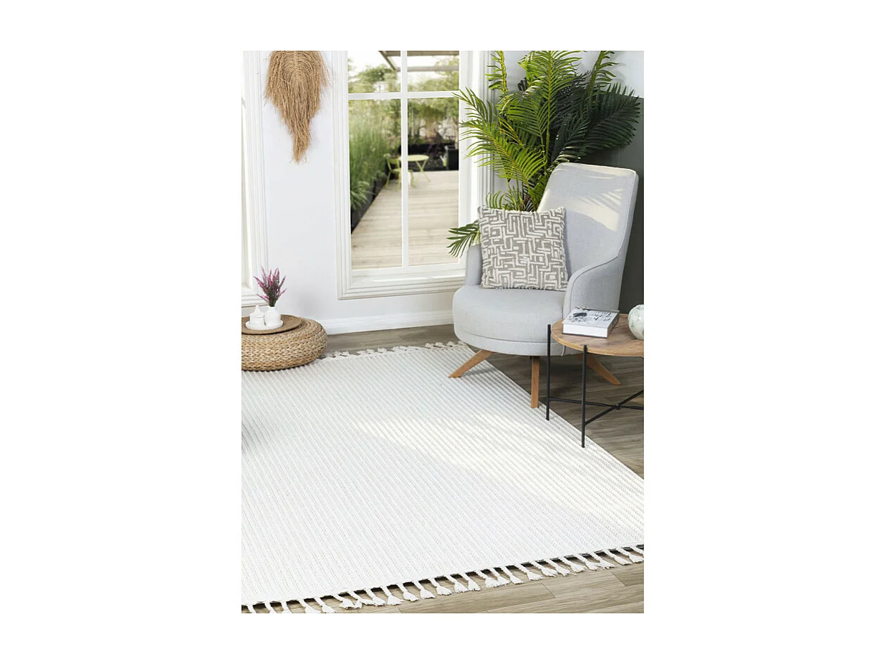 Tapis tissé effet laine - EFES 60 Crème 80*300