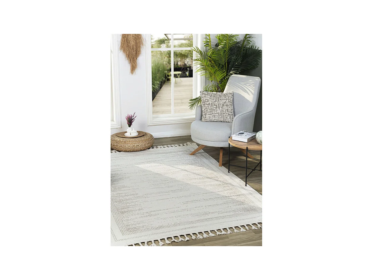 Tapis tissé effet laine crème beige EFES 79 Crème 200*290