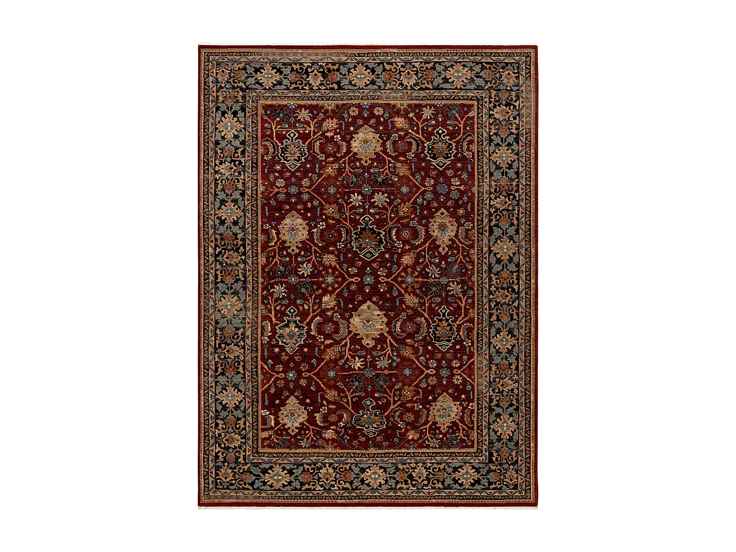 Tapis KESHAN franges, oriental classique 7522/53588 beige / bordeaux / 250x340 cm