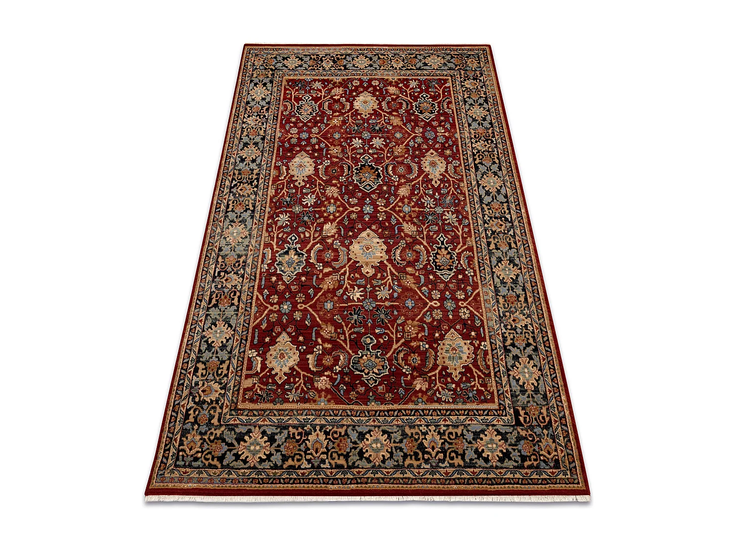 Tapis KESHAN franges, oriental classique 7522/53588 beige / bordeaux / 250x340 cm