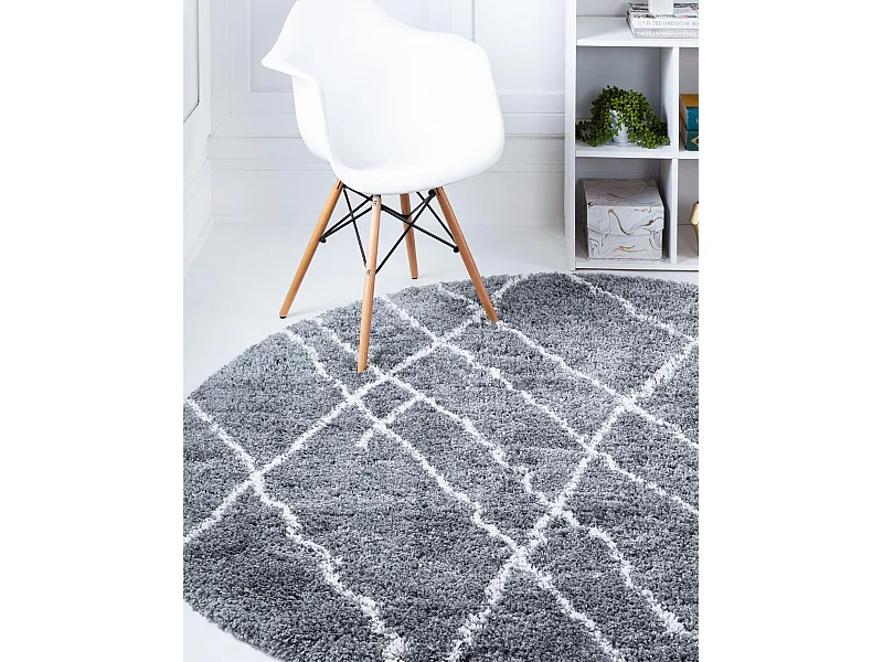 Tapis shaggy 155x155 Gris foncé Lachen Fence