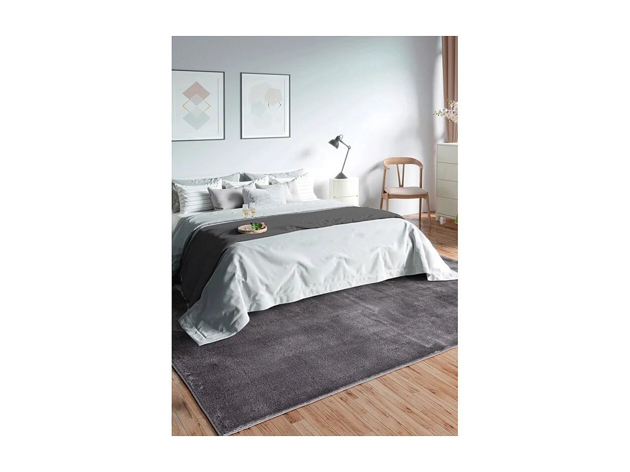 Tapis uni lavable doux - LOFT Gris anthracite 240*340