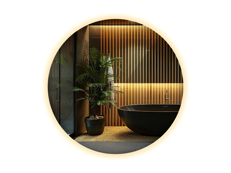 Miroir de salle de bain rond moderne à LED 100 cmLumière chaude
