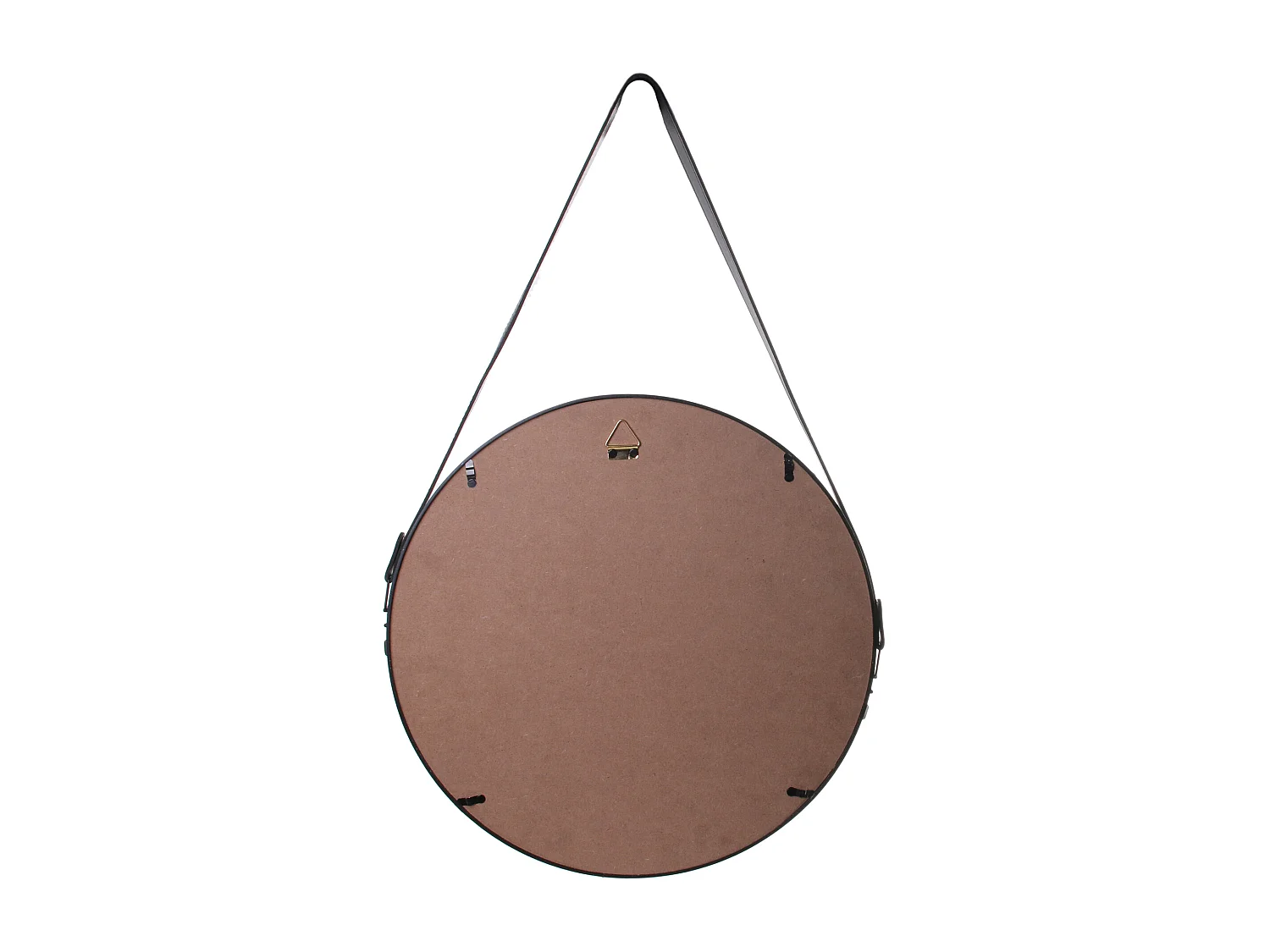 Miroir Rond Avec Anse Pu Noir 40cm Noir