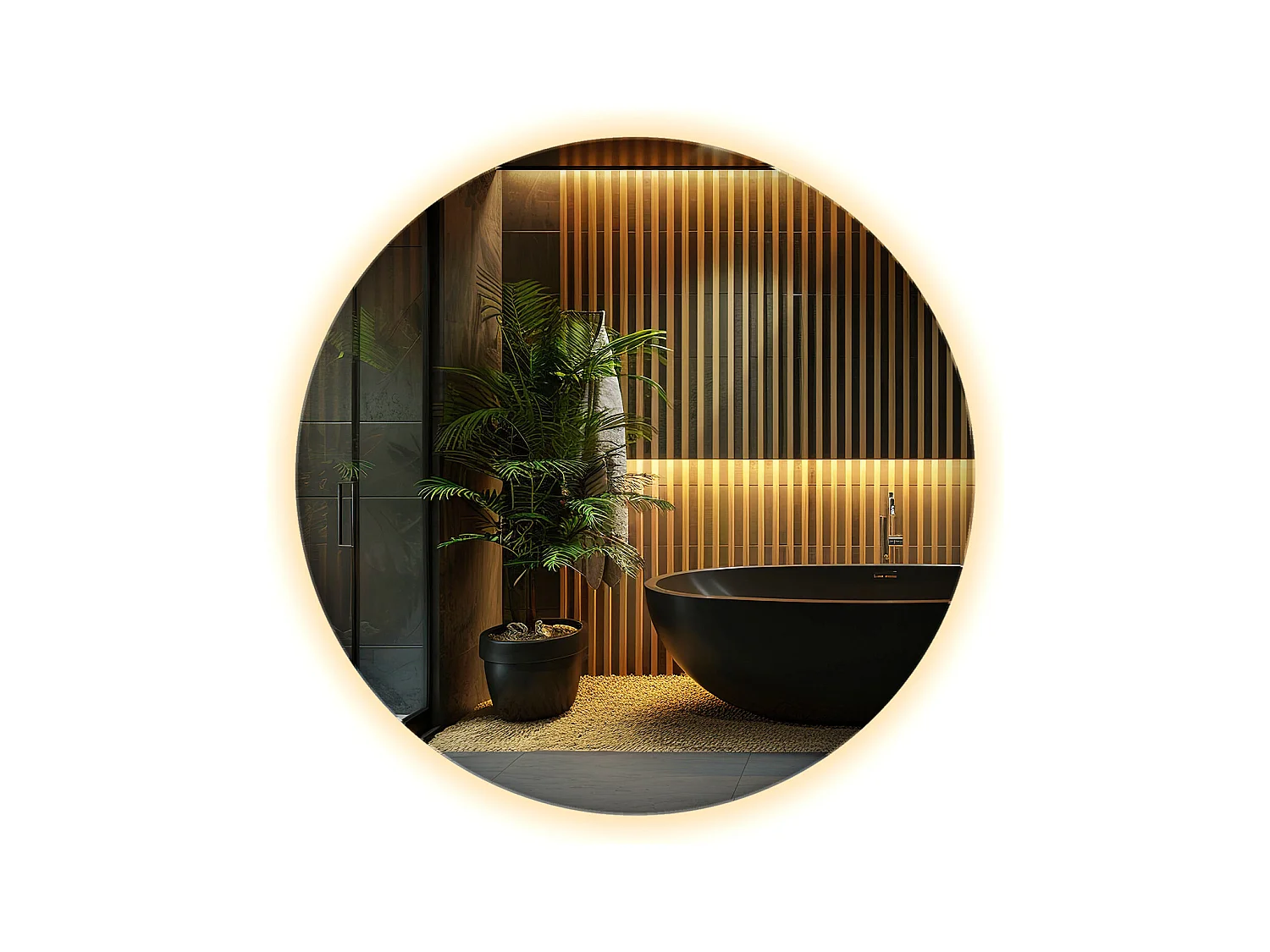 Miroir lumineux LED pour salon chambre 50 cm Lumière chaude