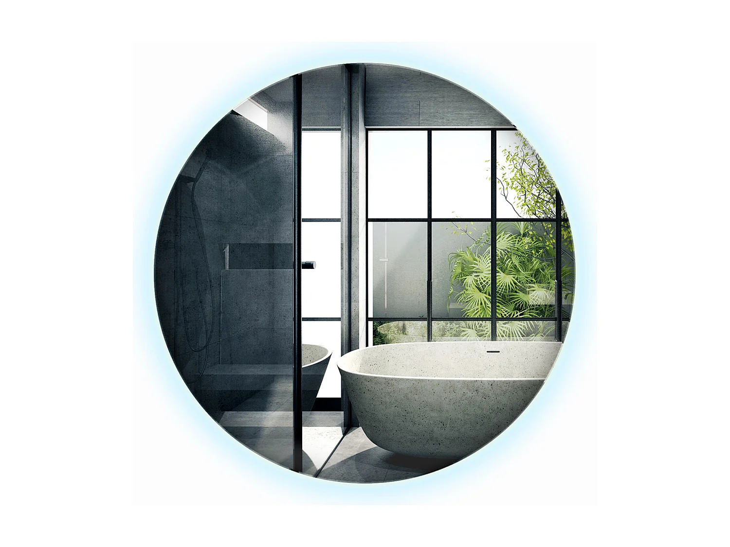 Badezimmerspiegel LED Glamour beleuchtet 90 cm Kaltlicht