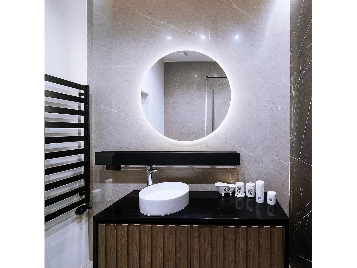 Miroir de salle de bain LED Glamour éclairé 40 cm Lumière froide