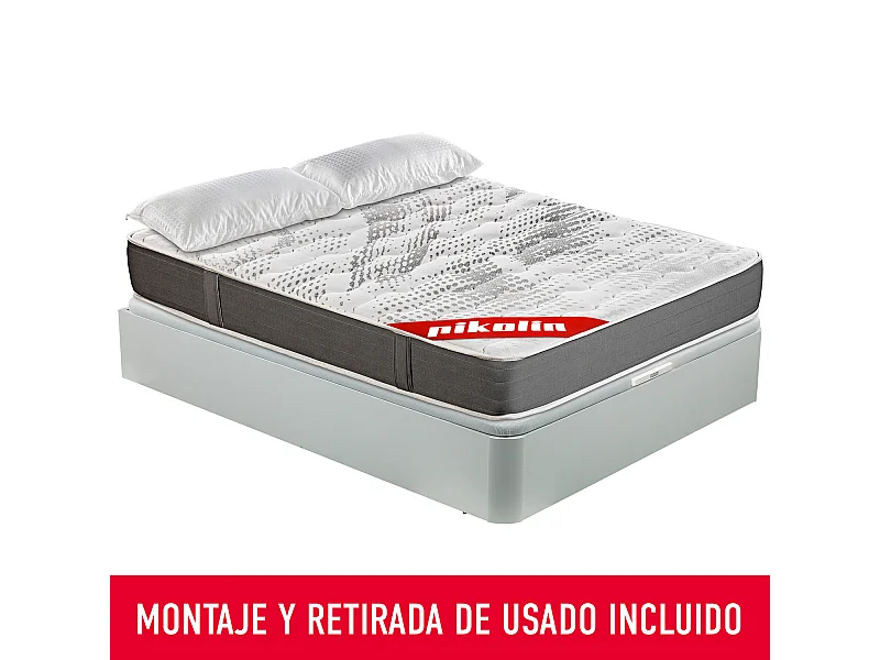 Colchón 150x200cm, canapé y almohada| PIKOLIN Kale| Blanco| Montaje