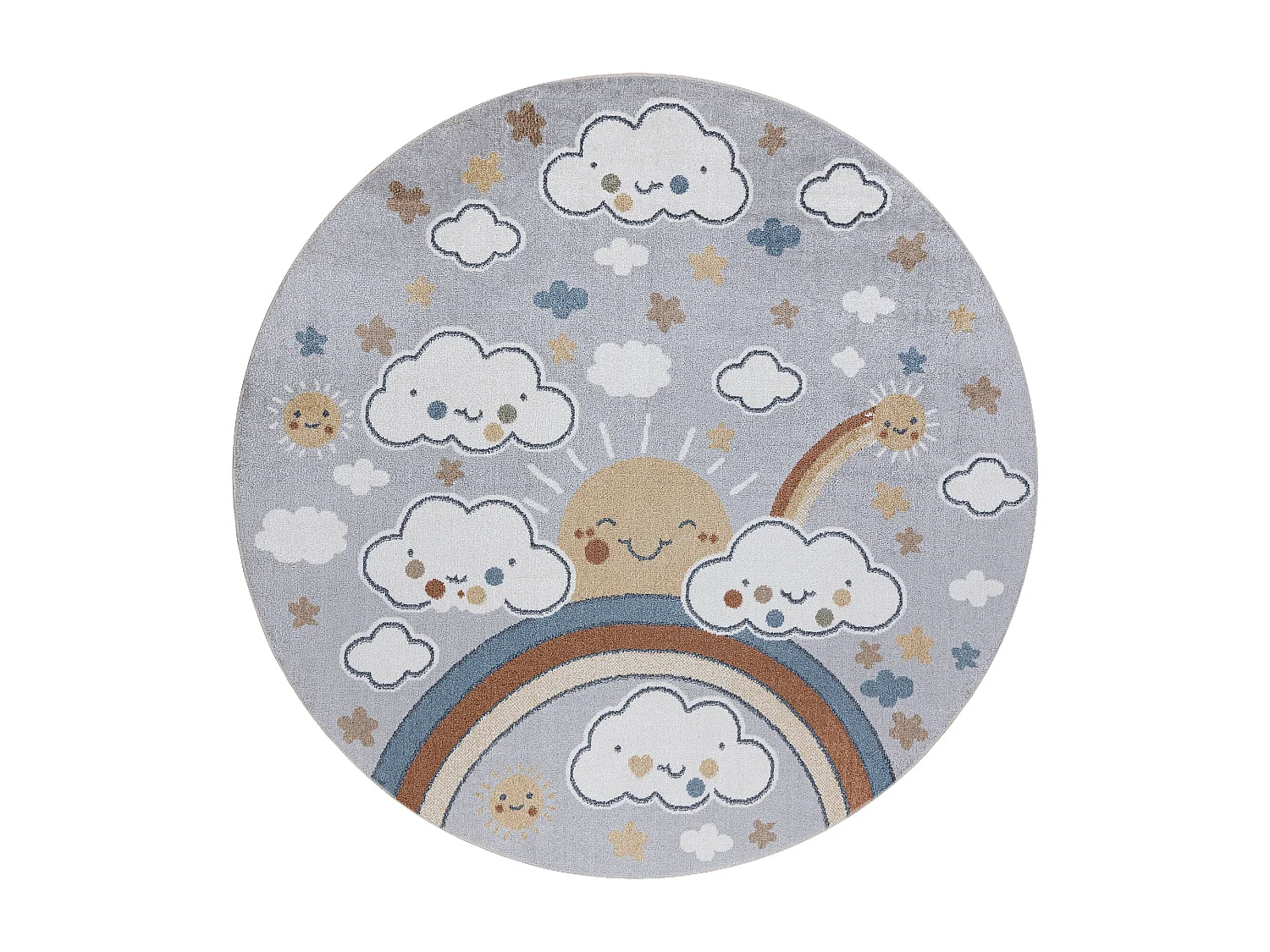 Tapis BONO 8437 cercle Des nuages, ciel, gris clair / crème cercle 100 cm