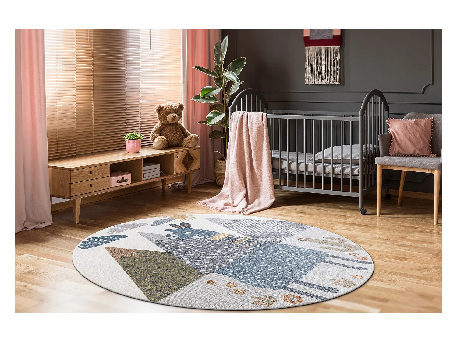 Tapijt BONO 8275 cirkel Lama crème / lichtgrijs cercle 100 cm