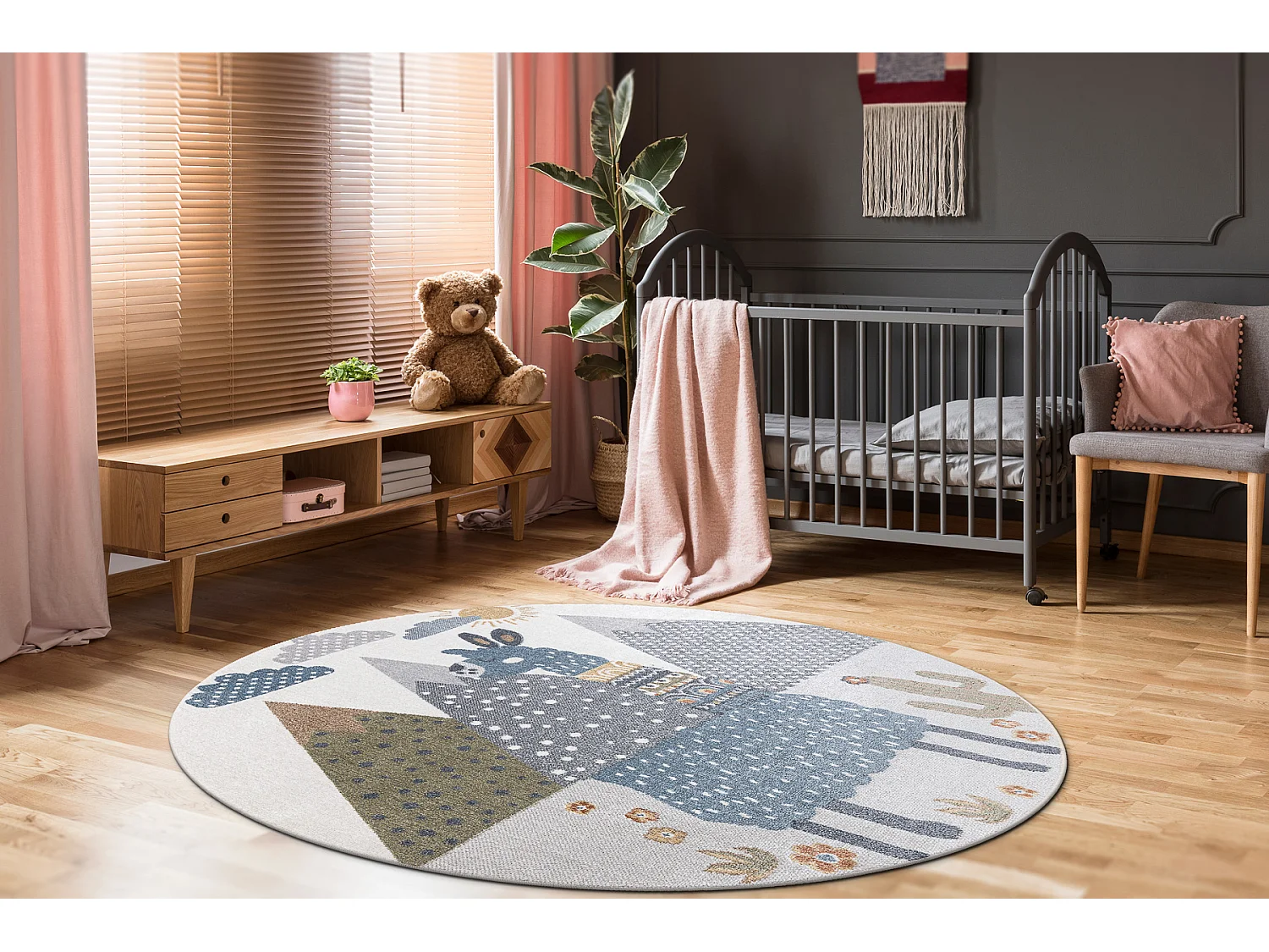 Tapis BONO 8275 cercle Lama crème / gris clair cercle 100 cm