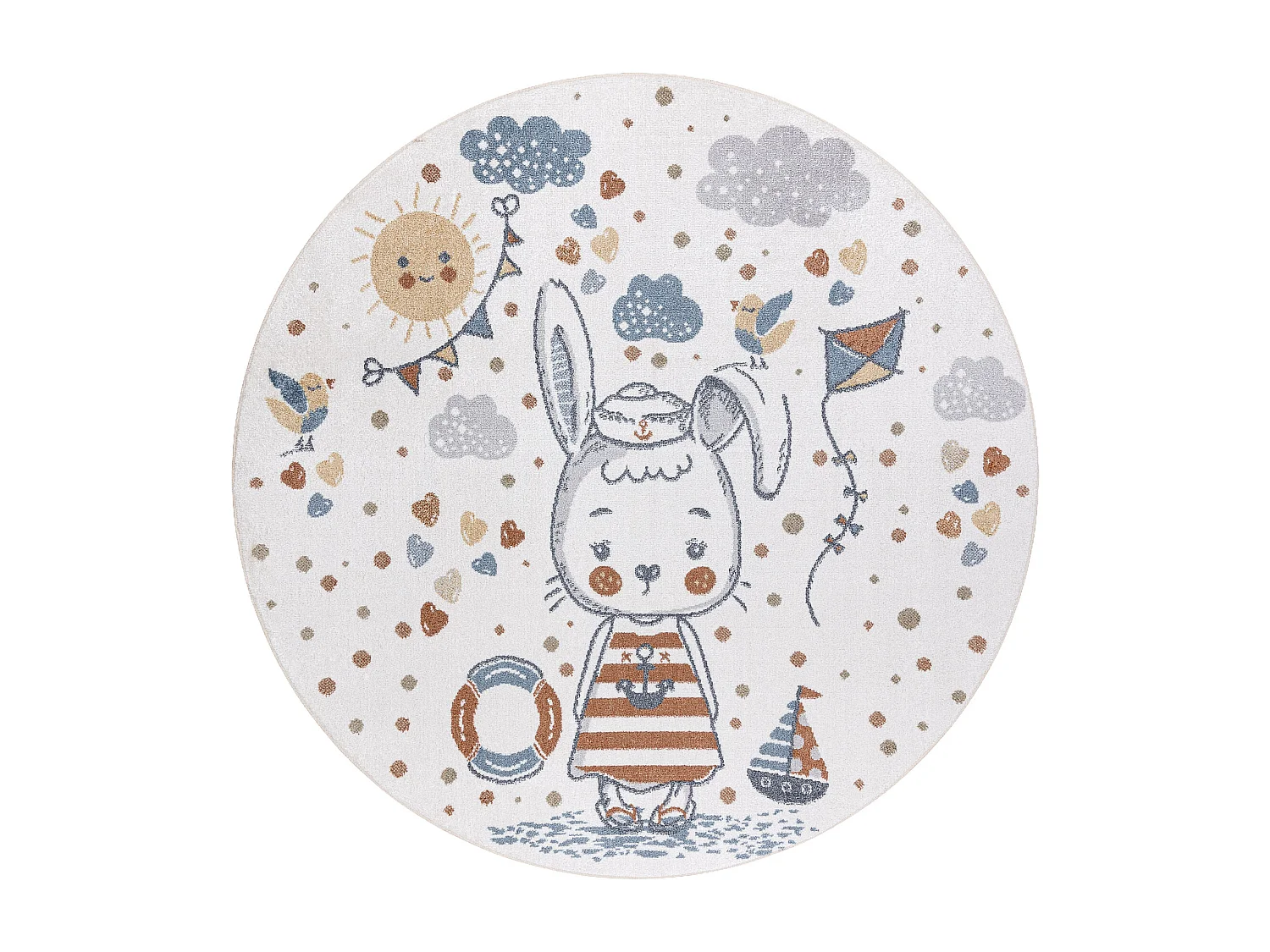 Tapis BONO 8441 cercle Lapin marin crème / bleu cercle 140 cm