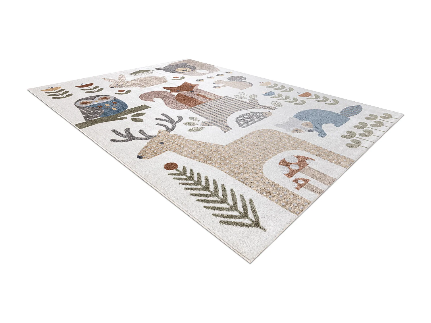 Alfombra BONO 8425 Animales del bosque crema / marrón 200x290 cm