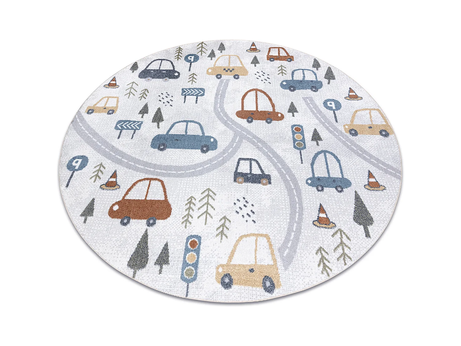 Tapis BONO 8436 cercle Voitures, rue crème / gris clair cercle 200 cm