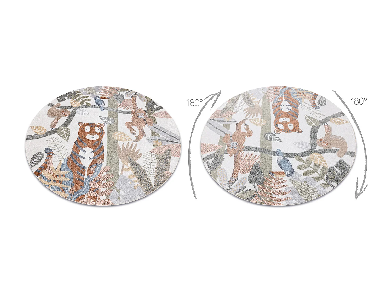 Tapijt BONO 8426 cirkel Oerwoud, wilde dieren crème/donker goud cercle 140 cm