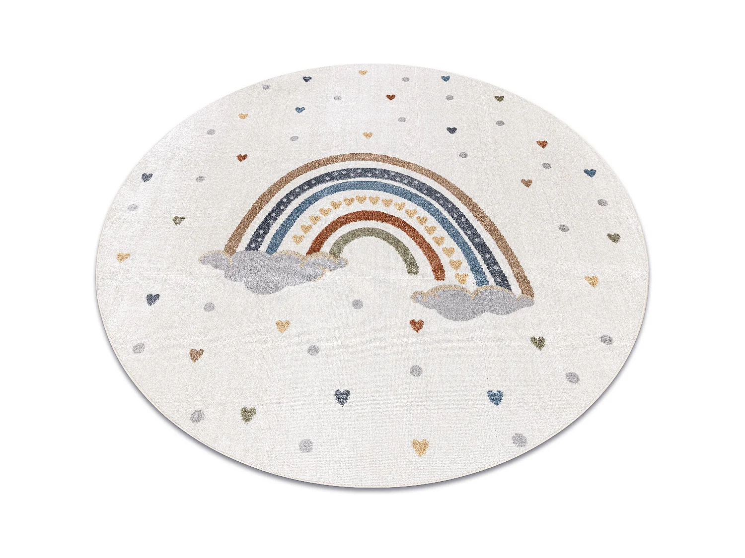 Tapis BONO 724 cercle RAINBOW HEART crème / gris clair cercle 140 cm