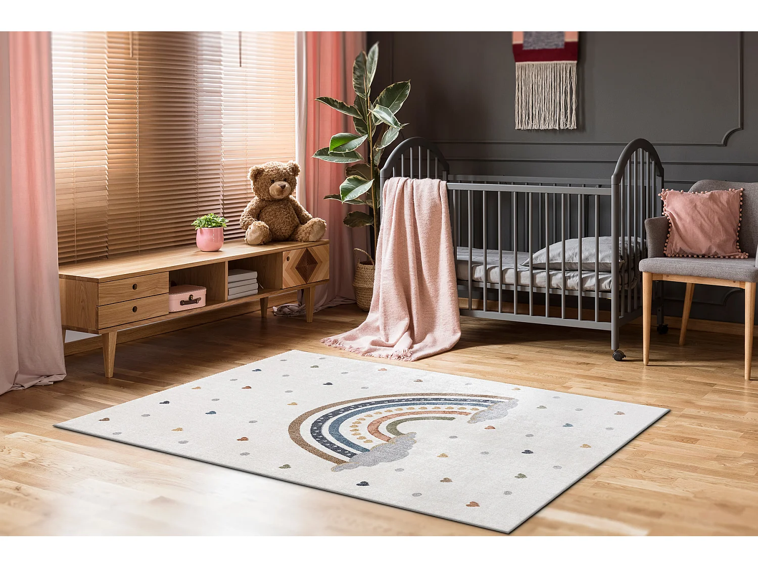 Tapis BONO 724 ARC-EN-CIEL, COEUR crème / gris clair 80x150 cm